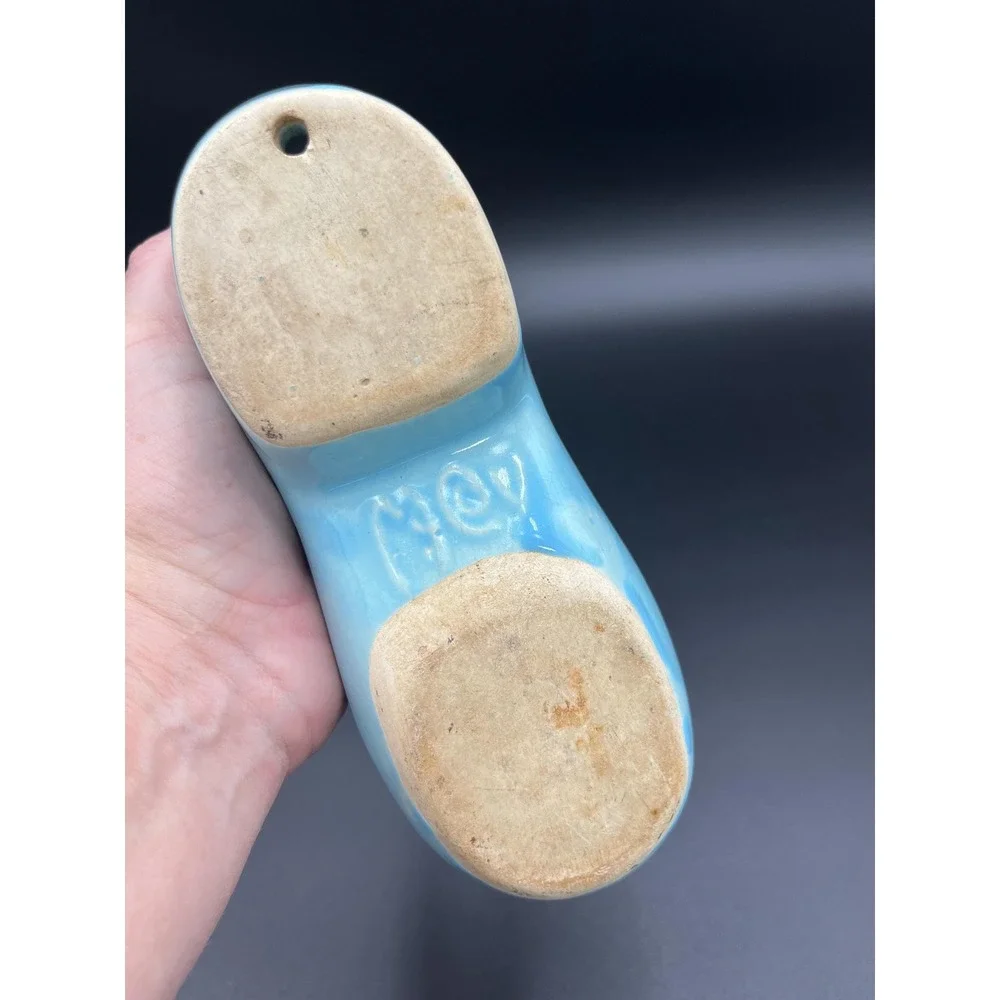 Vintage McCoy Dutch Shoe Planter: Light Blue Ceramic Wall Pocket